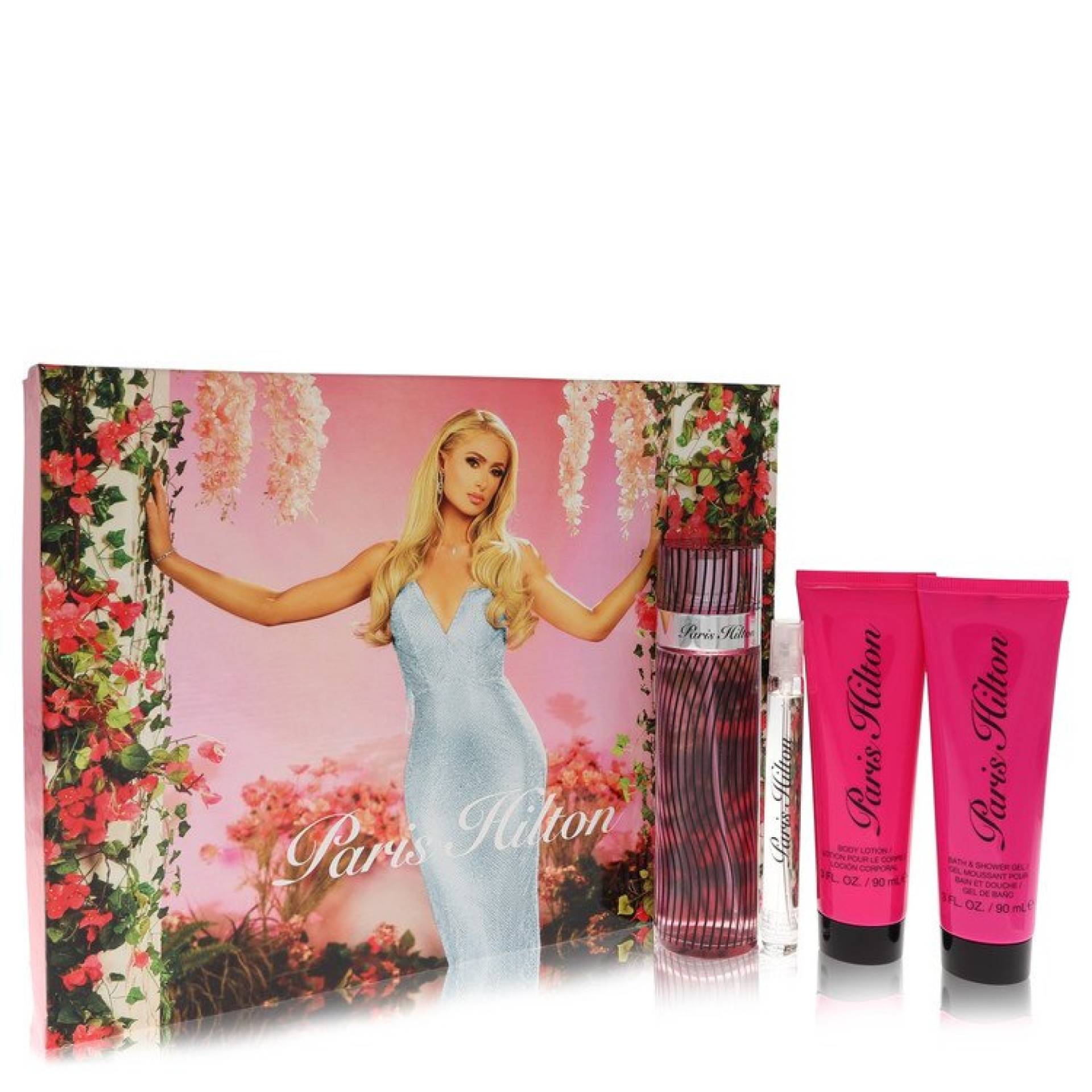 Paris Hilton Gift Set -- 101 ml Eau De Parfum Spray + 89 ml Body Lotion + 89 ml Shower Gel + 11 ml  Mini EDP Spray von Paris Hilton