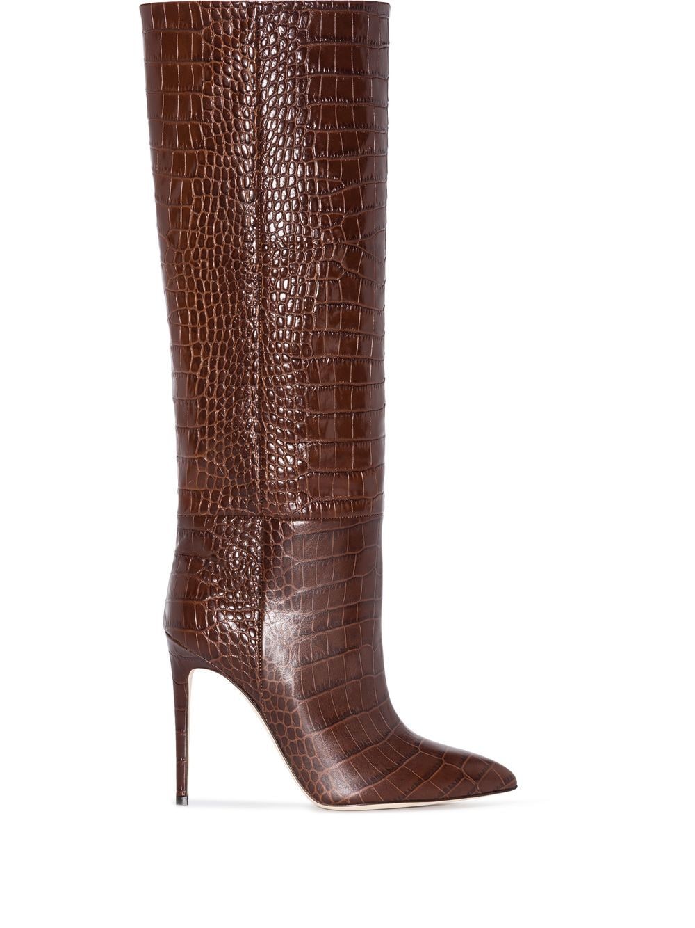 Paris Texas 115mm crocodile-effect knee boots - Brown von Paris Texas