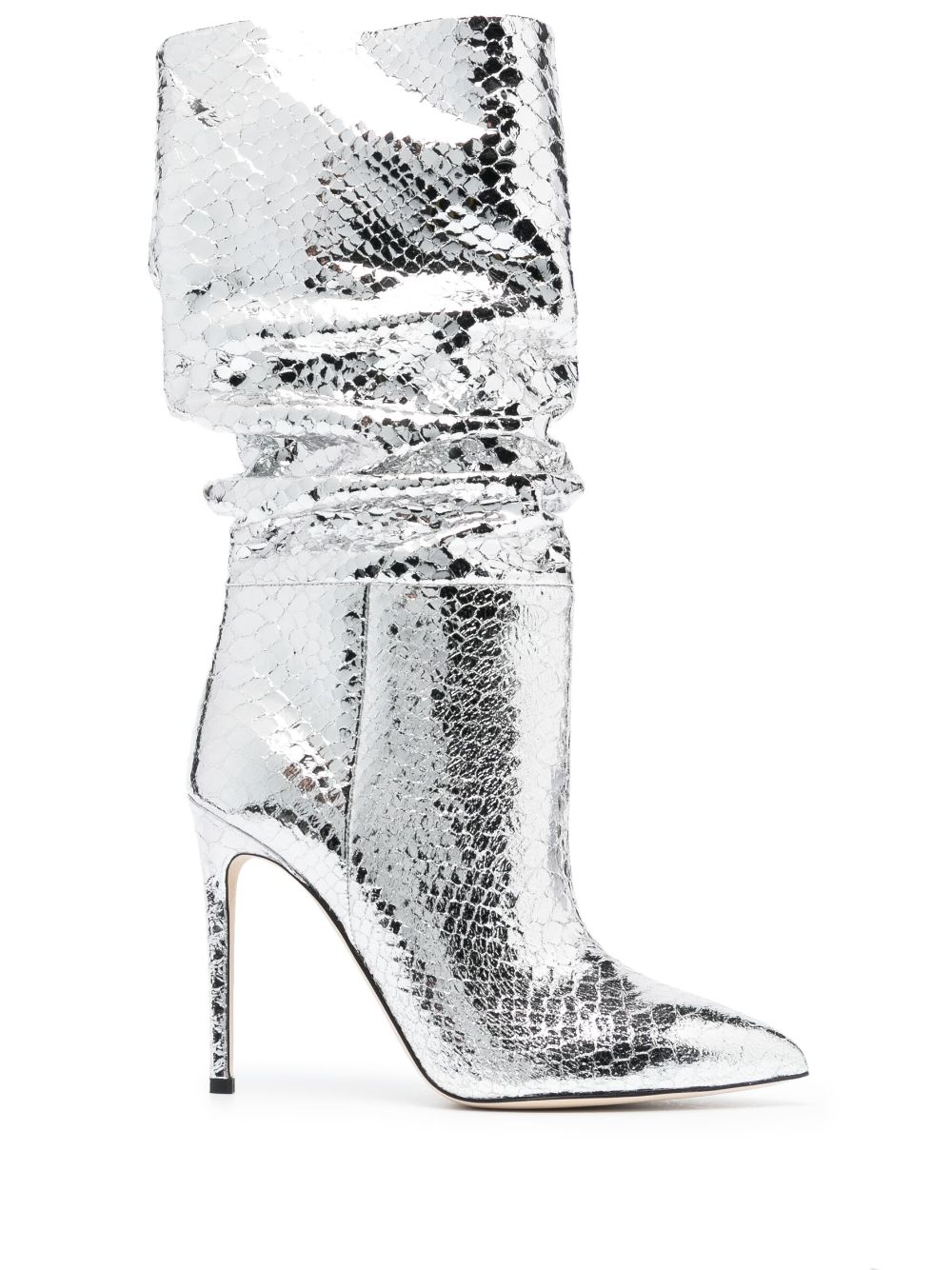 Paris Texas 105mm snakeskin-effect metallic boots - Silver von Paris Texas