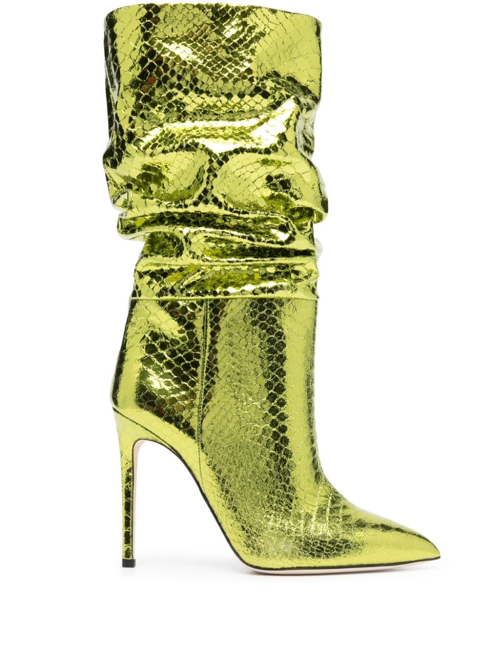 Paris Texas 105mm snakeskin-effect metallic boots - Yellow von Paris Texas