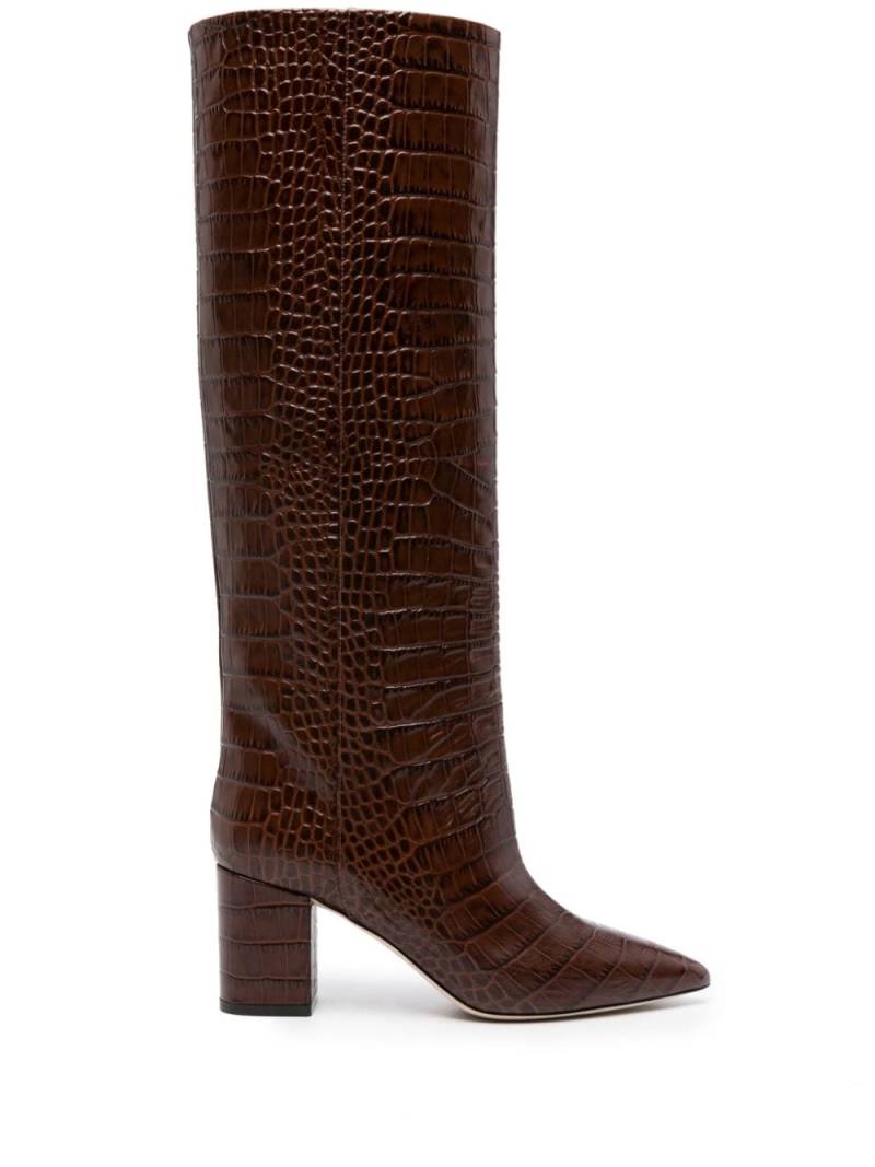 Paris Texas Anja 70mm crocodile-effect boots - Brown von Paris Texas