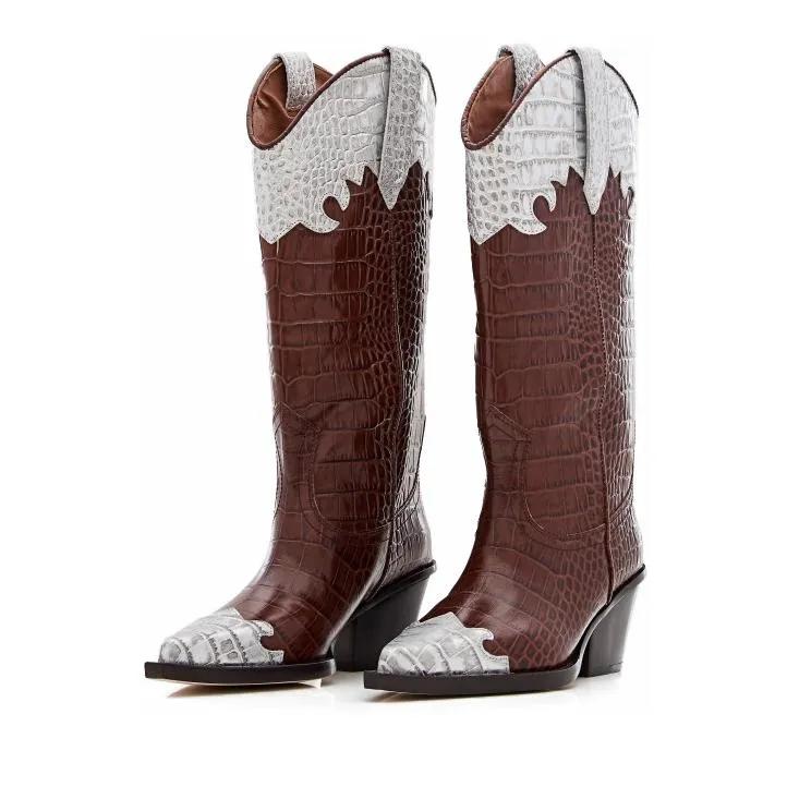 Paris Texas Stiefel & Boots - 60mm Ricky Embossed Croco Cowboy Boots - Gr. 37,5 (EU) - in Braun - für Damen von Paris Texas
