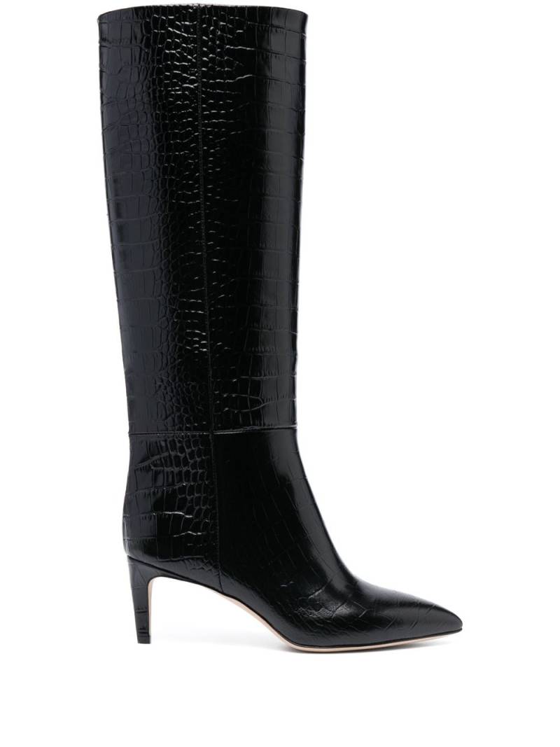 Paris Texas Stiletto 80mm crocodile-effect leather boots - Black von Paris Texas