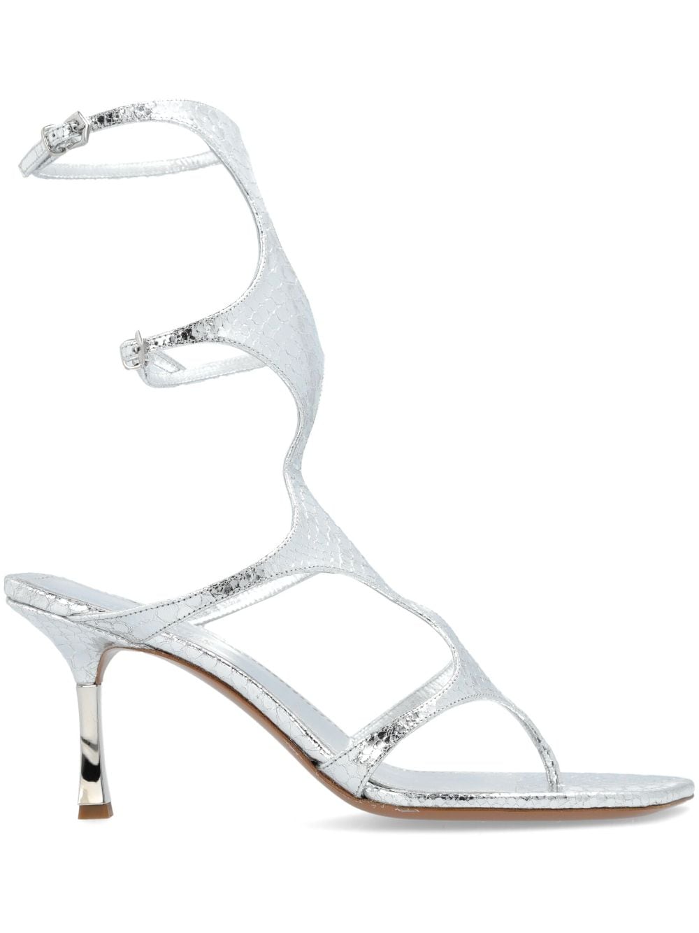 Paris Texas Uma 75mm python-effect gladiator sandals - Silver von Paris Texas