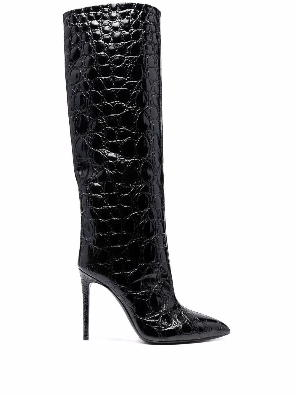 Paris Texas crocodile-effect 105mm knee-high boots - Black von Paris Texas