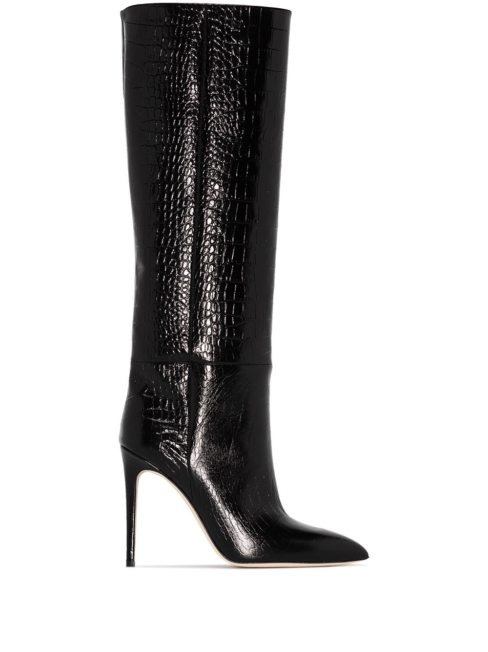 Paris Texas crocodile-effect 105mm knee-high boots - Black von Paris Texas