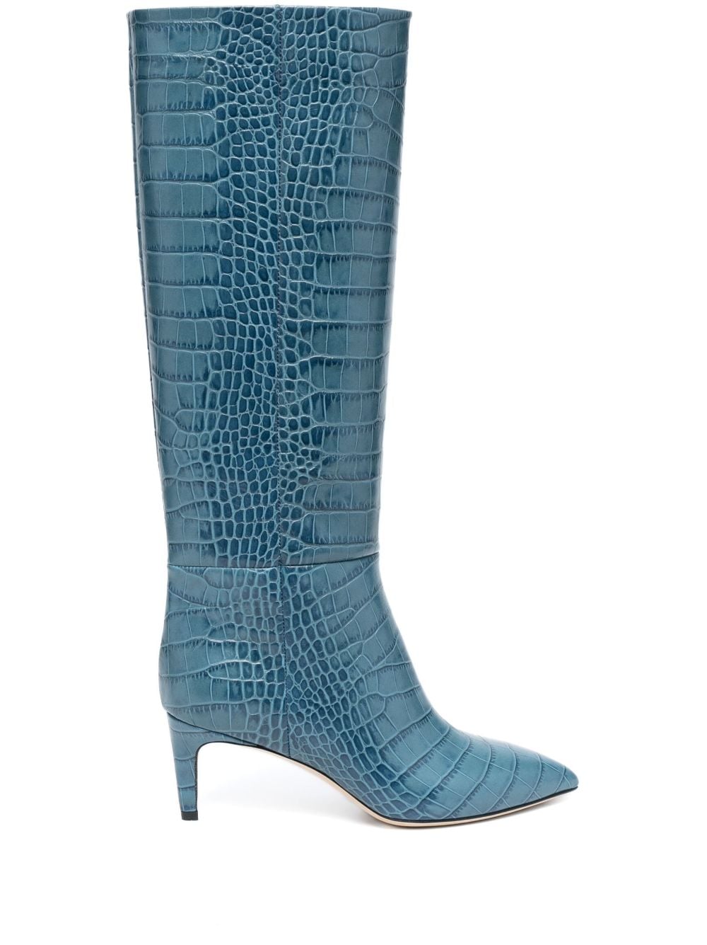 Paris Texas pointed-toe 60mm crocodile-effect leather boots - Blue von Paris Texas