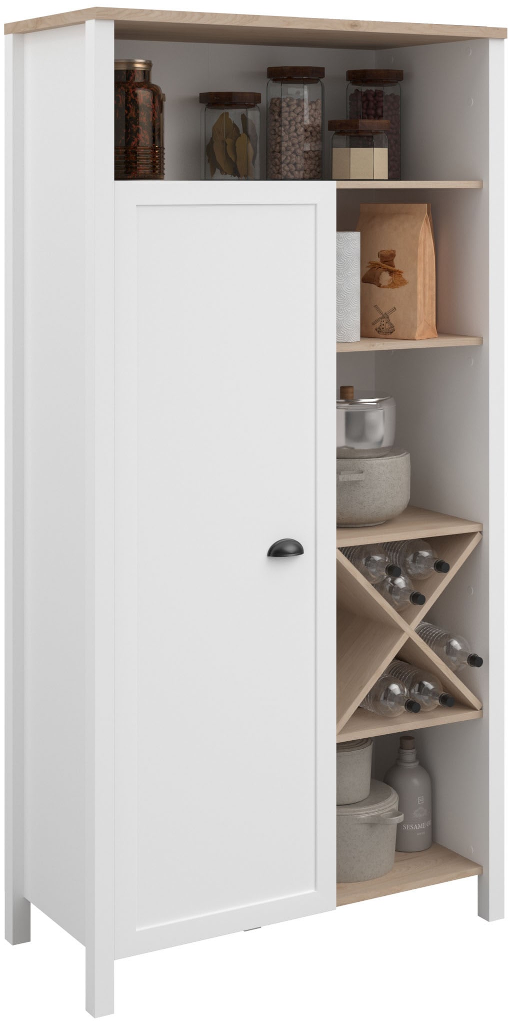 Parisot Buffet »Cottage 11«, (1 St.), Viel Stauraum, Flaschenregal, Metallgriffe, MDF, melaminbeschichtet von Parisot