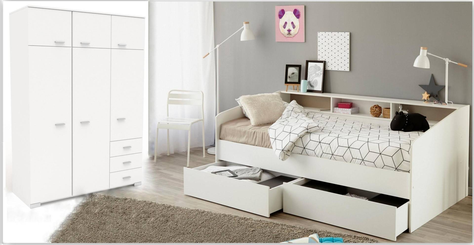 Parisot Jugendzimmer-Set »Sleep«, (Set, 2 St., Kleiderschrank und Stauraumbett) von Parisot