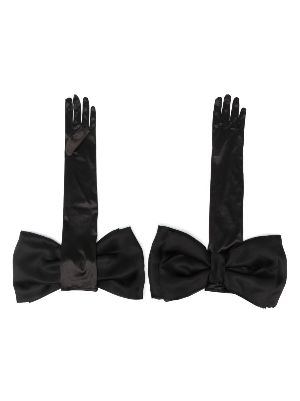 Parlor bow-detail satin gloves - Black von Parlor