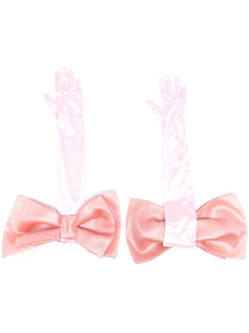 Parlor bow-detail satin gloves - Pink von Parlor