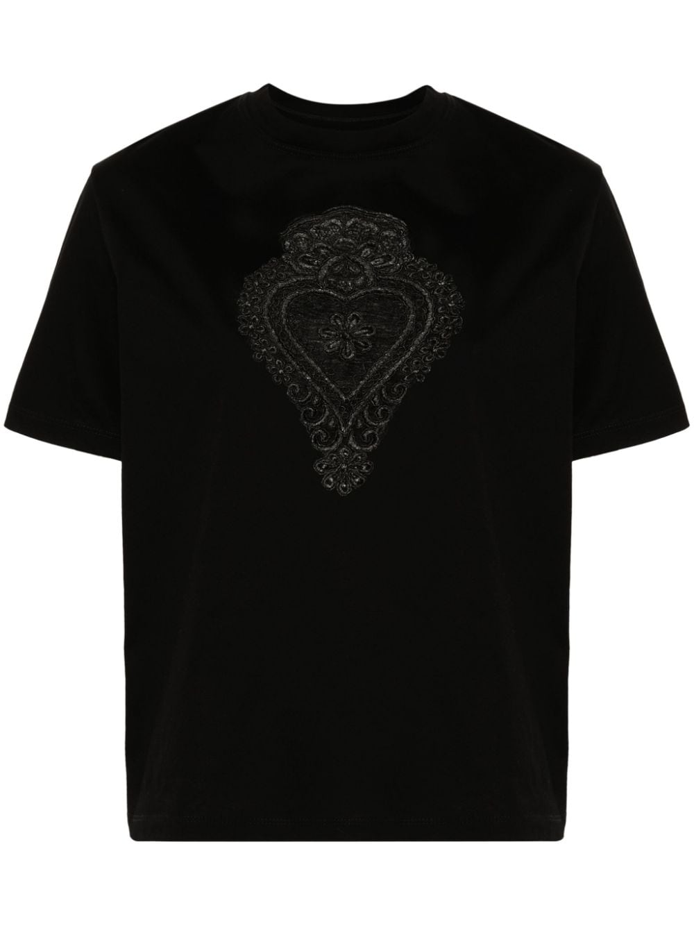 Parlor corded-lace-detailing cotton T-shirt - Black von Parlor