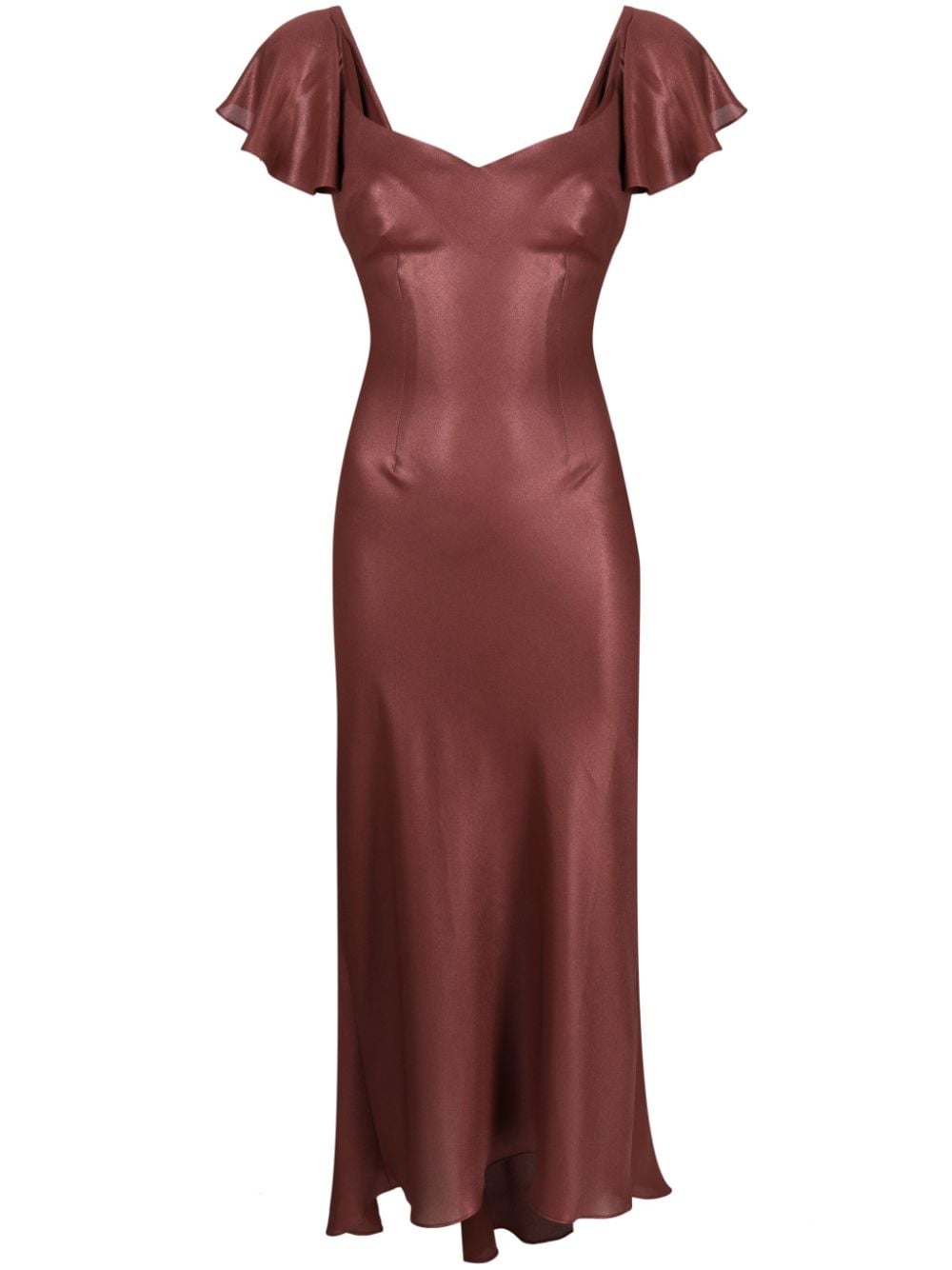 Parlor metallic-effect short-sleeved midi dress - Brown von Parlor