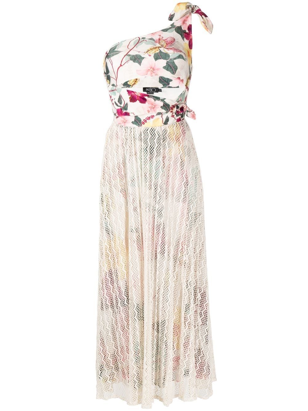 PatBO Hibiscus floral-print one-shoulder dress - Neutrals von PatBO
