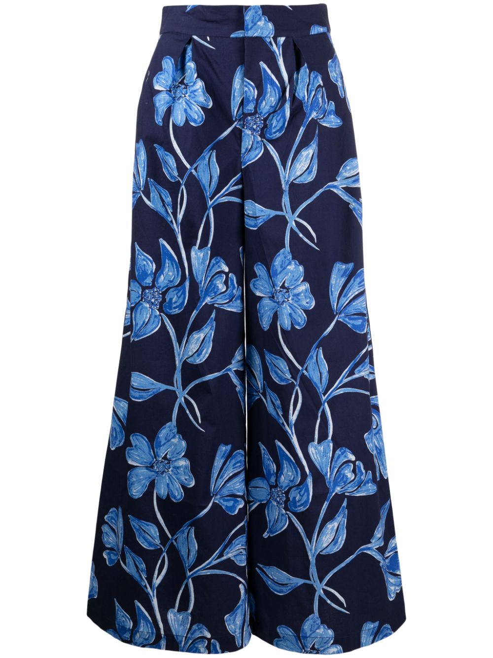 PatBO Nightflower floral-print wide-leg trousers - Blue von PatBO