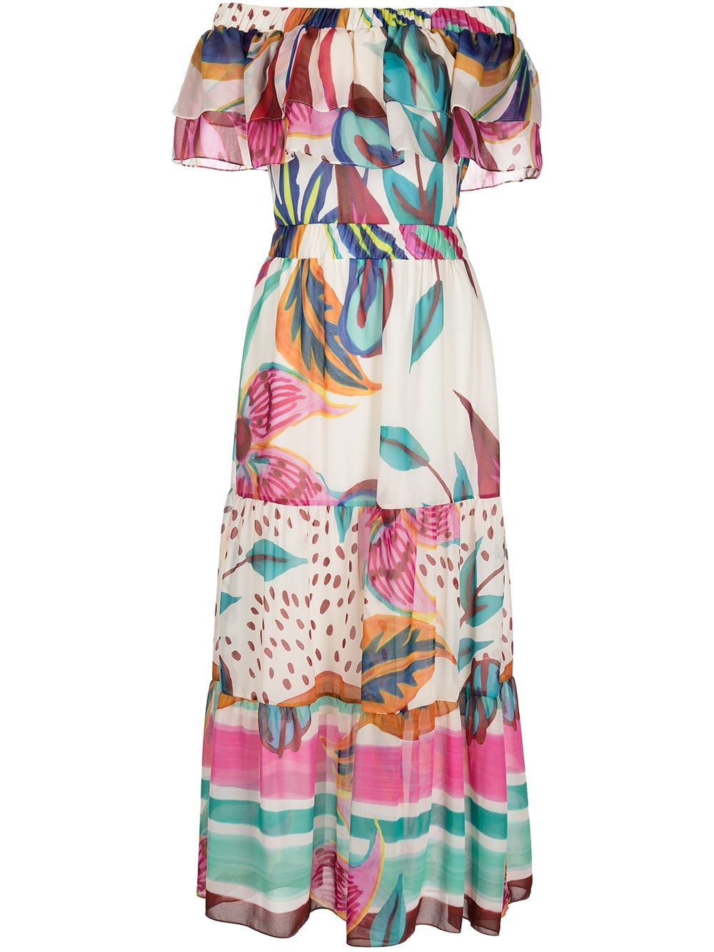 PatBO floral-print off-the-shoulder midi dress - Multicolour von PatBO