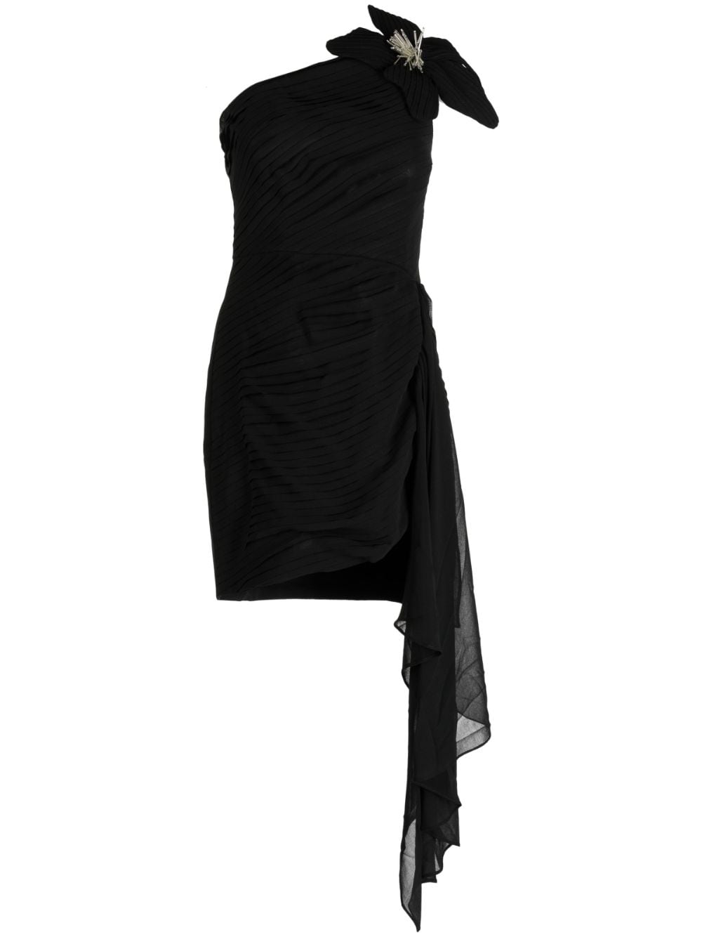 PatBO flower-applique mini dress - Black von PatBO