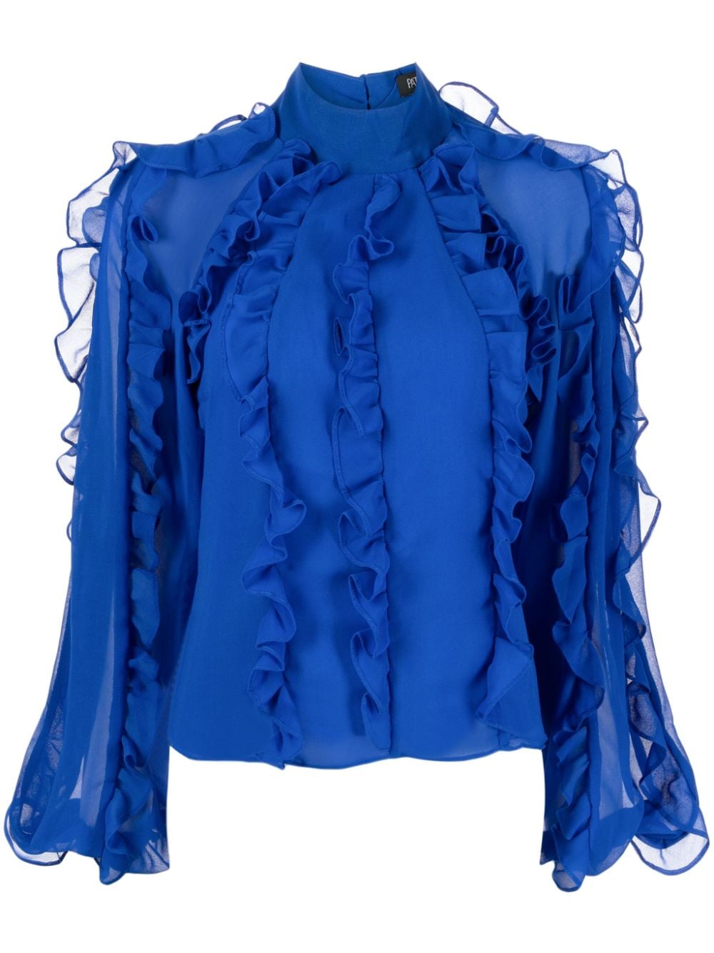 PatBO ruffled high-neck blouse - Blue von PatBO