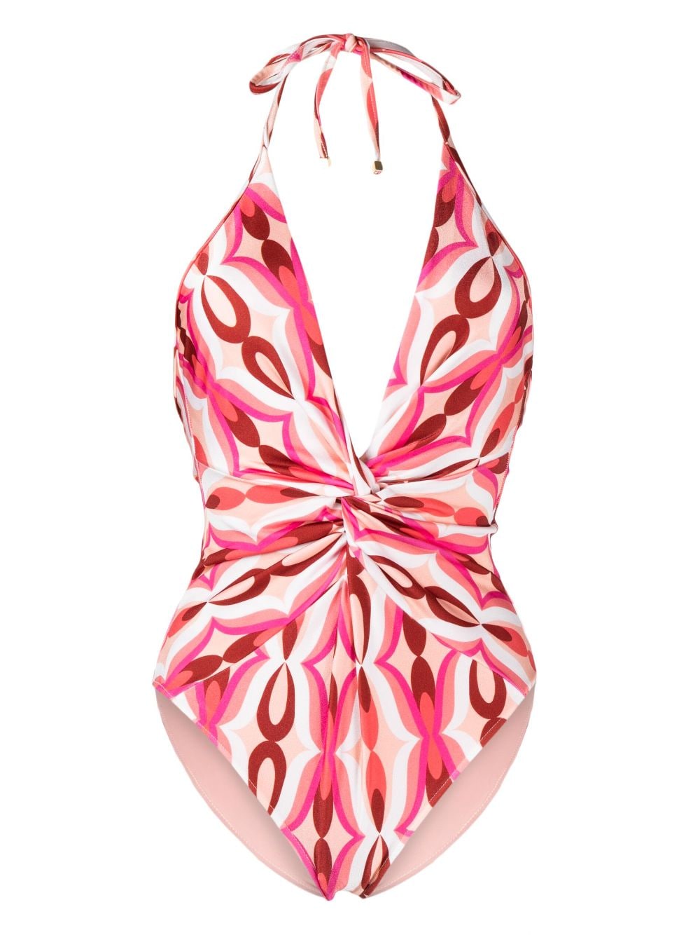 PatBO twisted halterneck plunge swimsuit - Red von PatBO