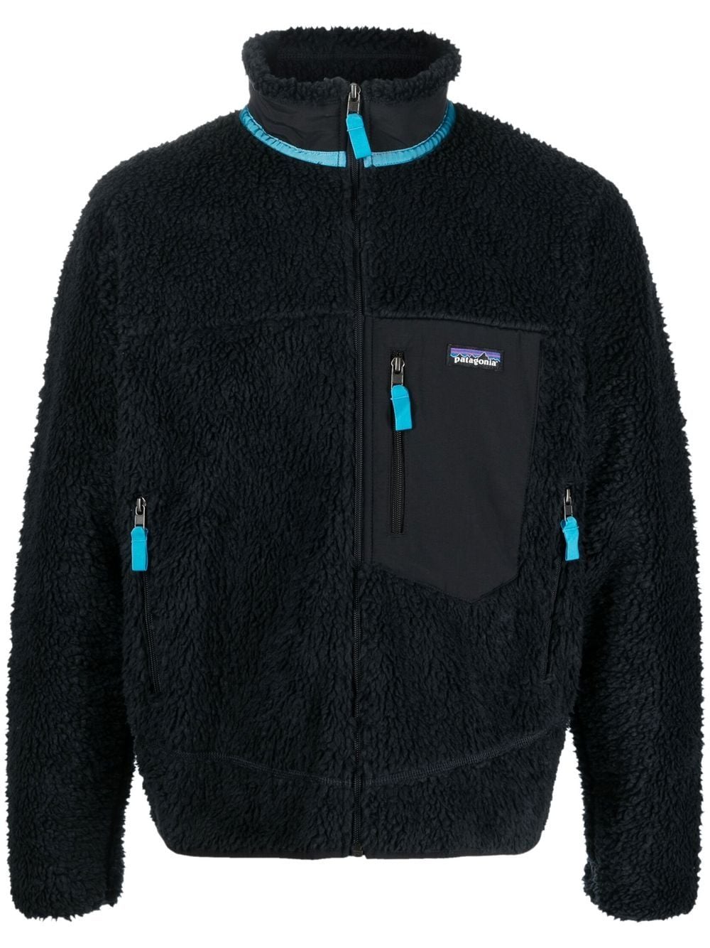 Patagonia logo-patch zip-up fleece jacket - Black von Patagonia