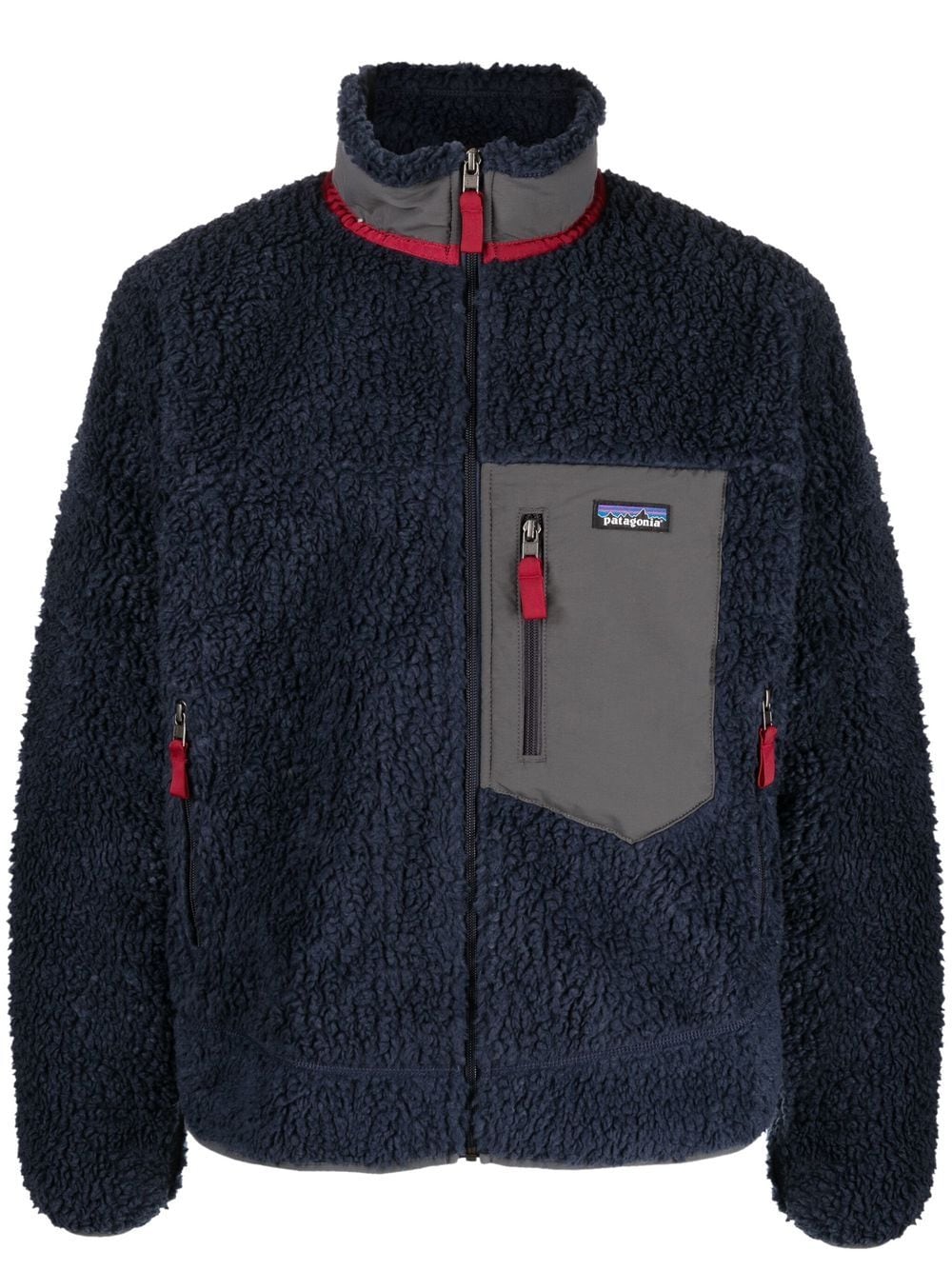 Patagonia logo-patch zip-up fleece jacket - Blue von Patagonia