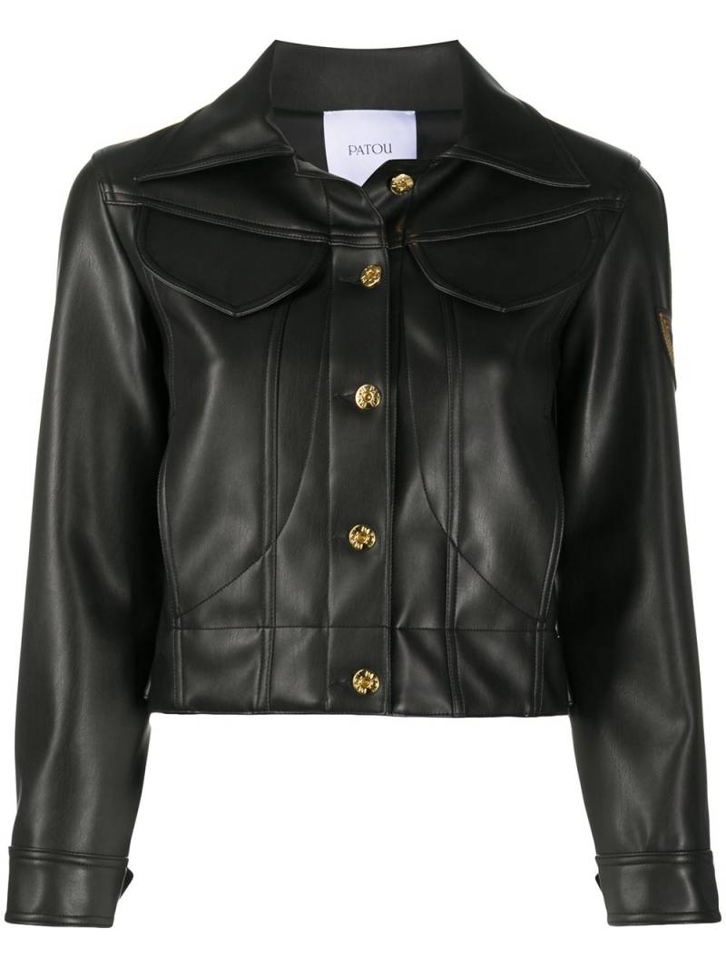 Patou logo-embroidered faux-leather jacket - Black von Patou
