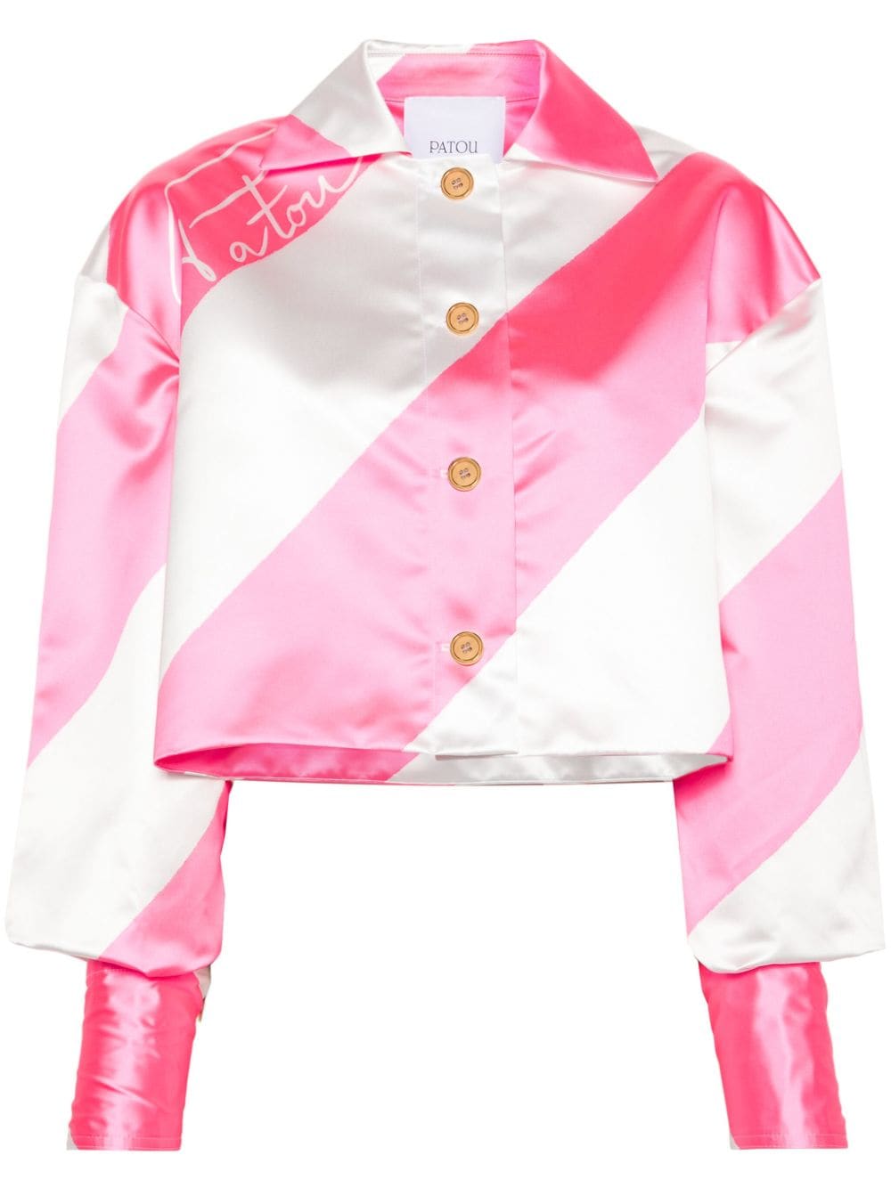 Patou diagonal-striped cropped satin jacket - Pink von Patou