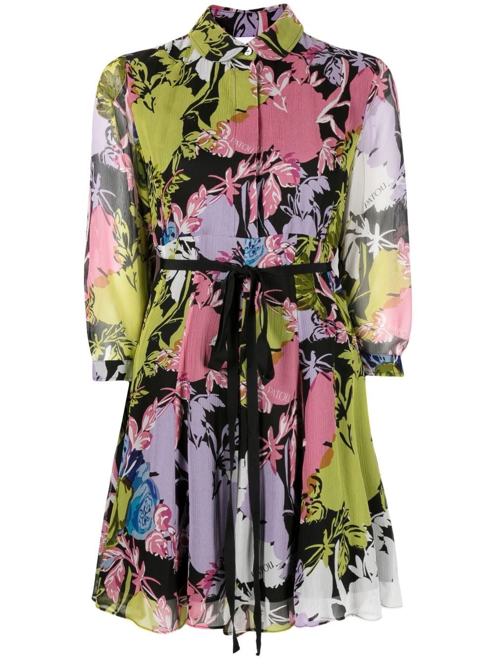 Patou floral-print silk shirt dress - Black von Patou