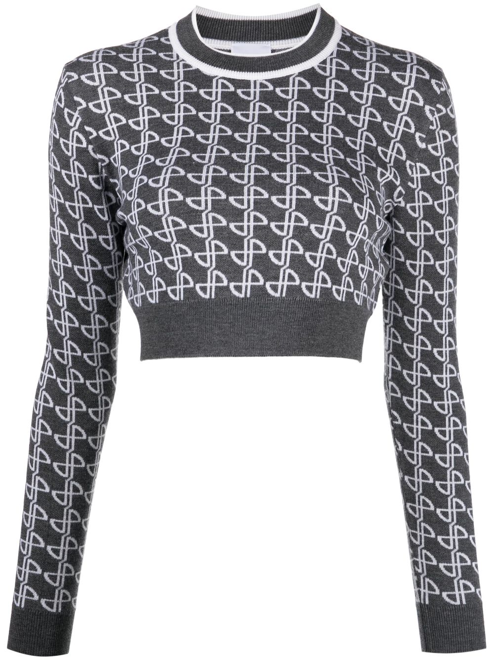 Patou jacquard merino cropped jumper - Grey von Patou