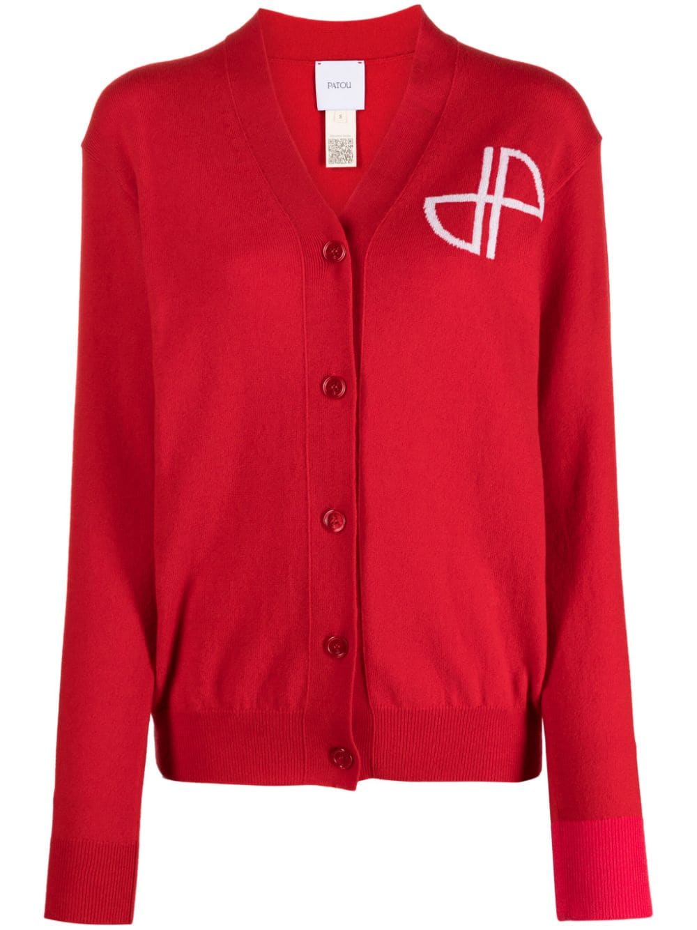 Patou logo-intarsia fine-knit cardigan - Red von Patou