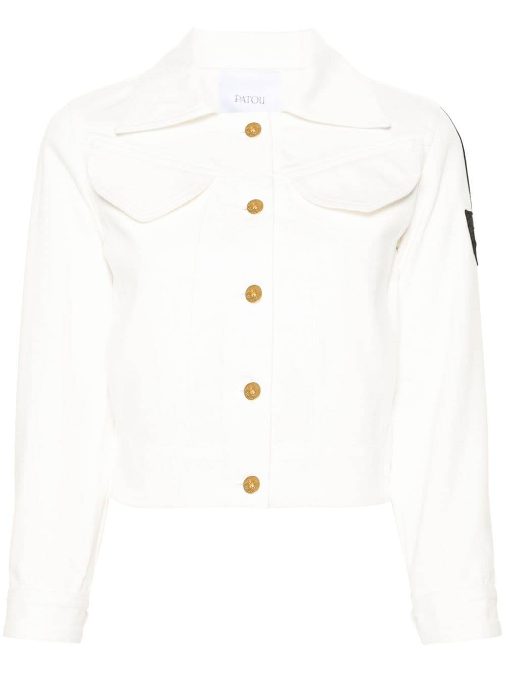 Patou logo-patch cropped denim jacket - White von Patou
