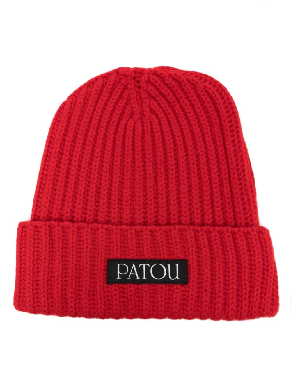 Patou logo-patch ribbed beanie - Red von Patou