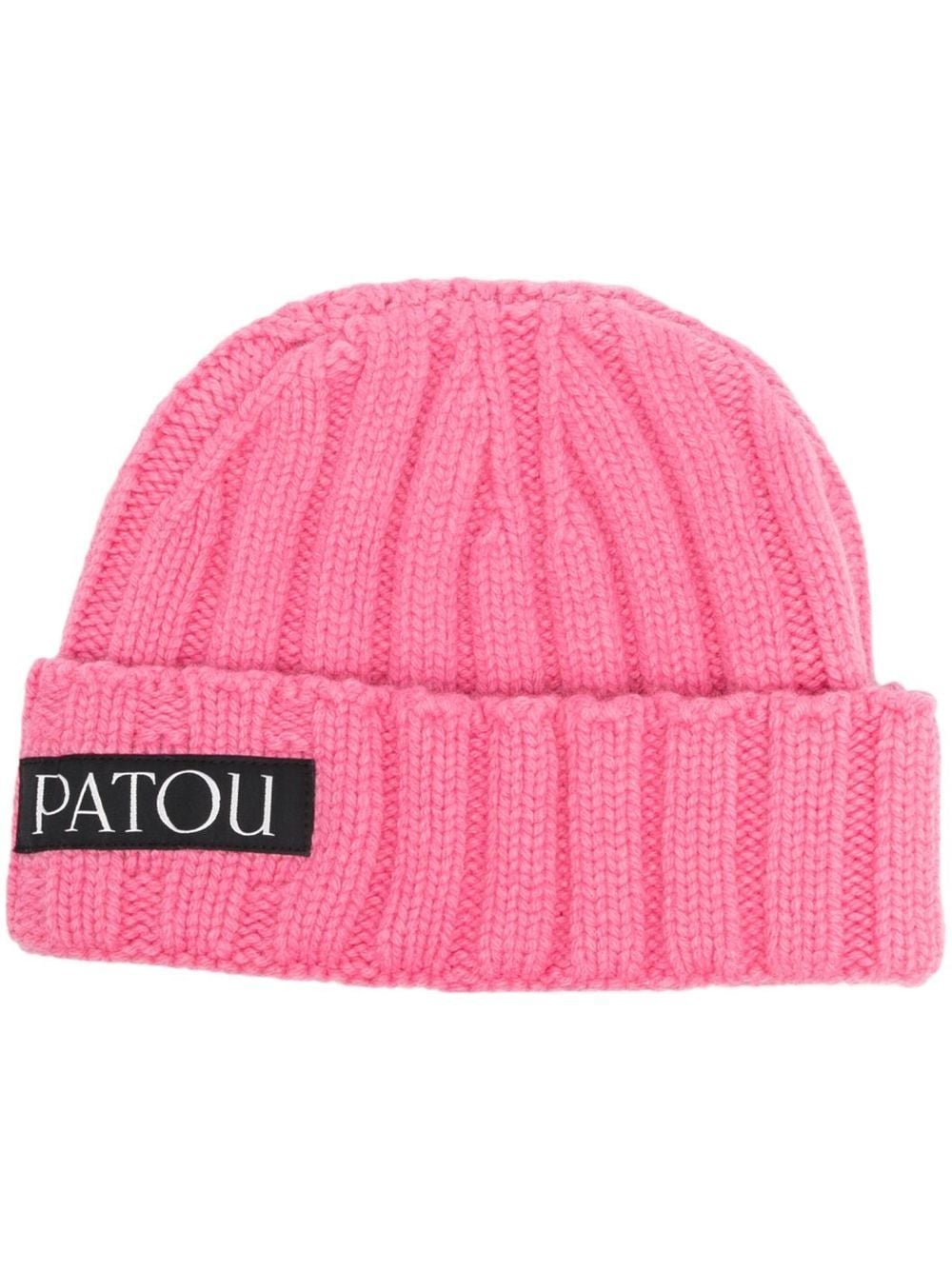 Patou logo-patch ribbed-knit beanie - Pink von Patou