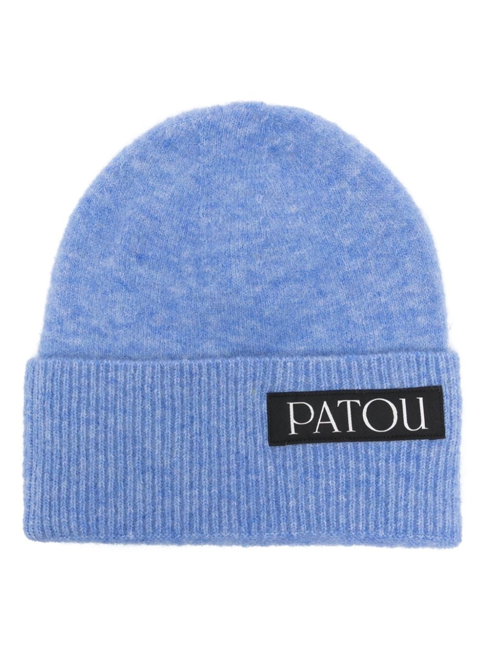 Patou logo-patch wool-blend beanie - Blue von Patou