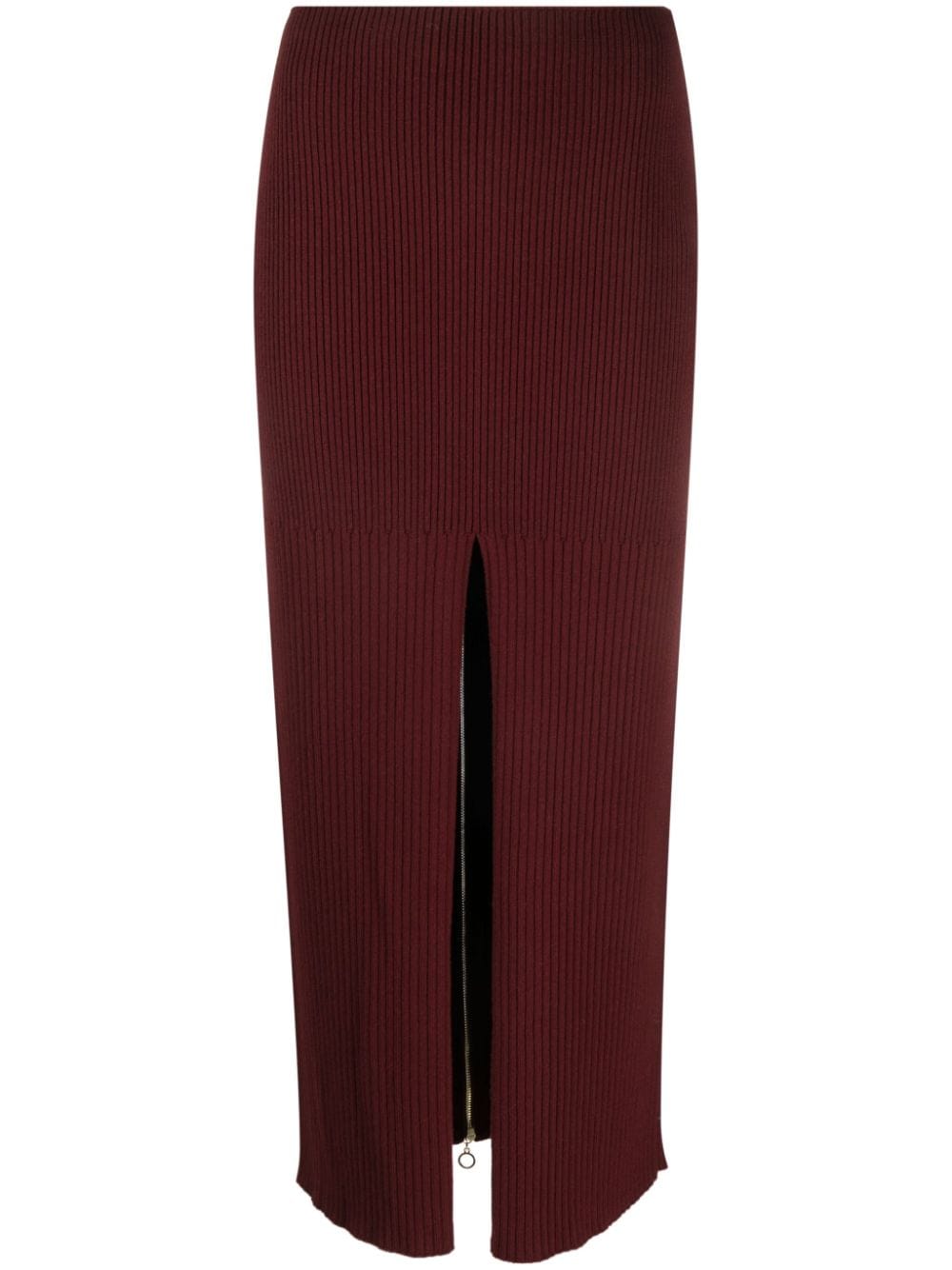 Patou merino-blend ribbed knit midi skirt - Red von Patou