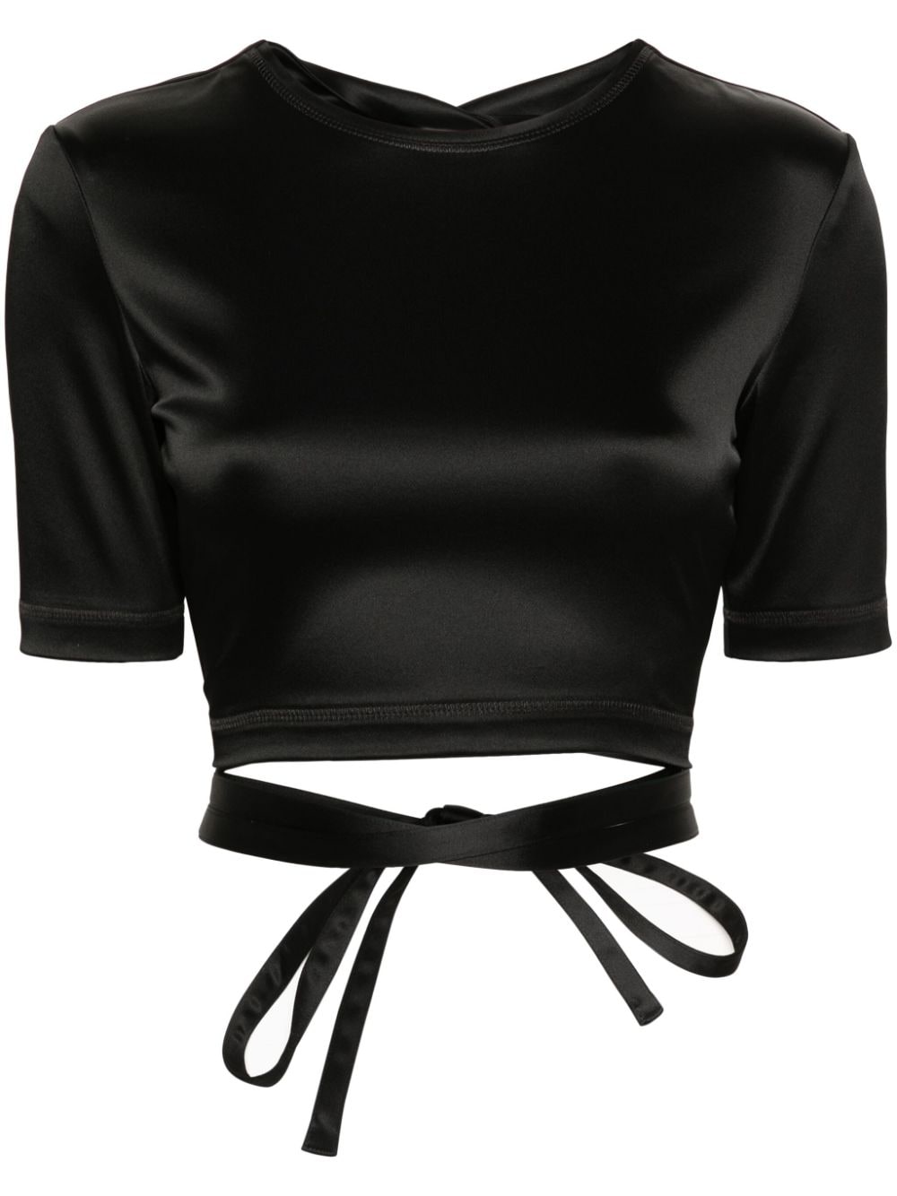 Patou open-back satin T-shirt - Black von Patou