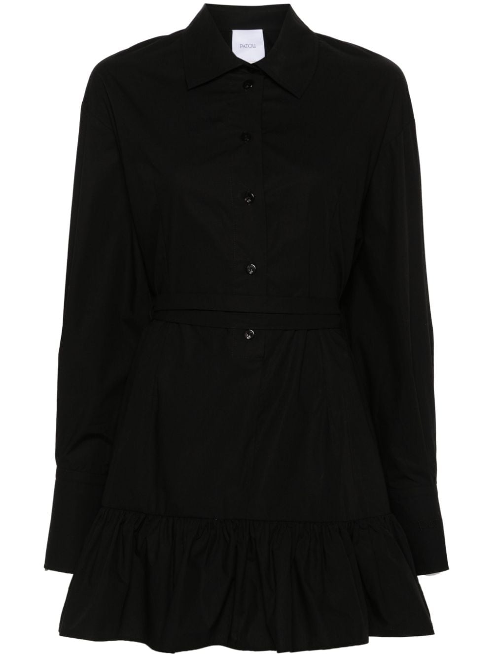 Patou ruffled mini shirtdress - Black von Patou