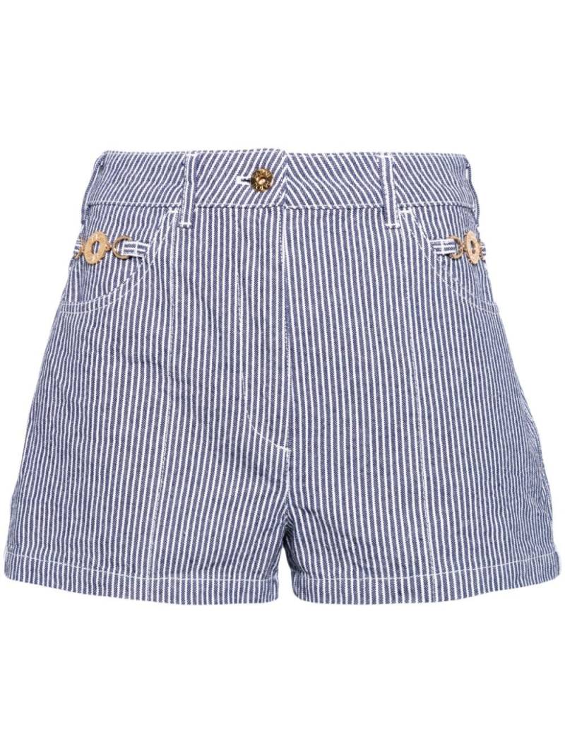 Patou striped denim mini shorts - Blue von Patou