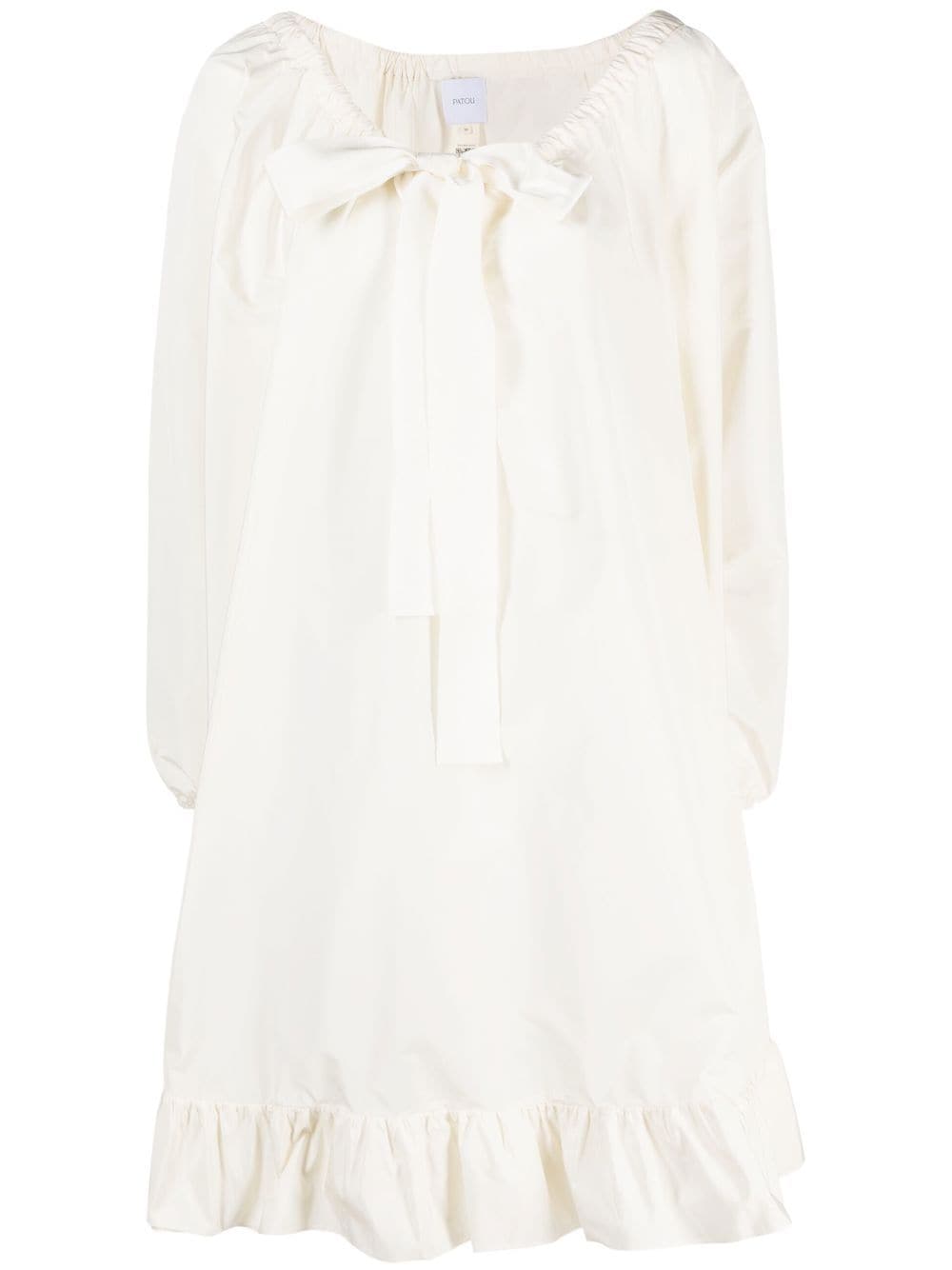 Patou tie-neck ruffled minidress - White von Patou