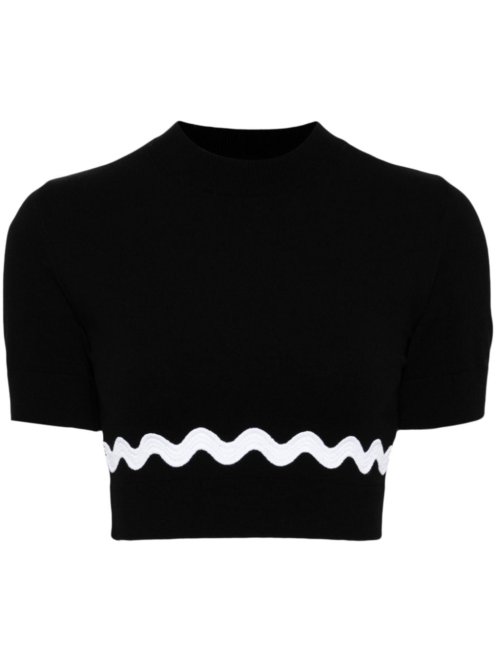 Patou Wave wool-blend cropped jumper - Black von Patou