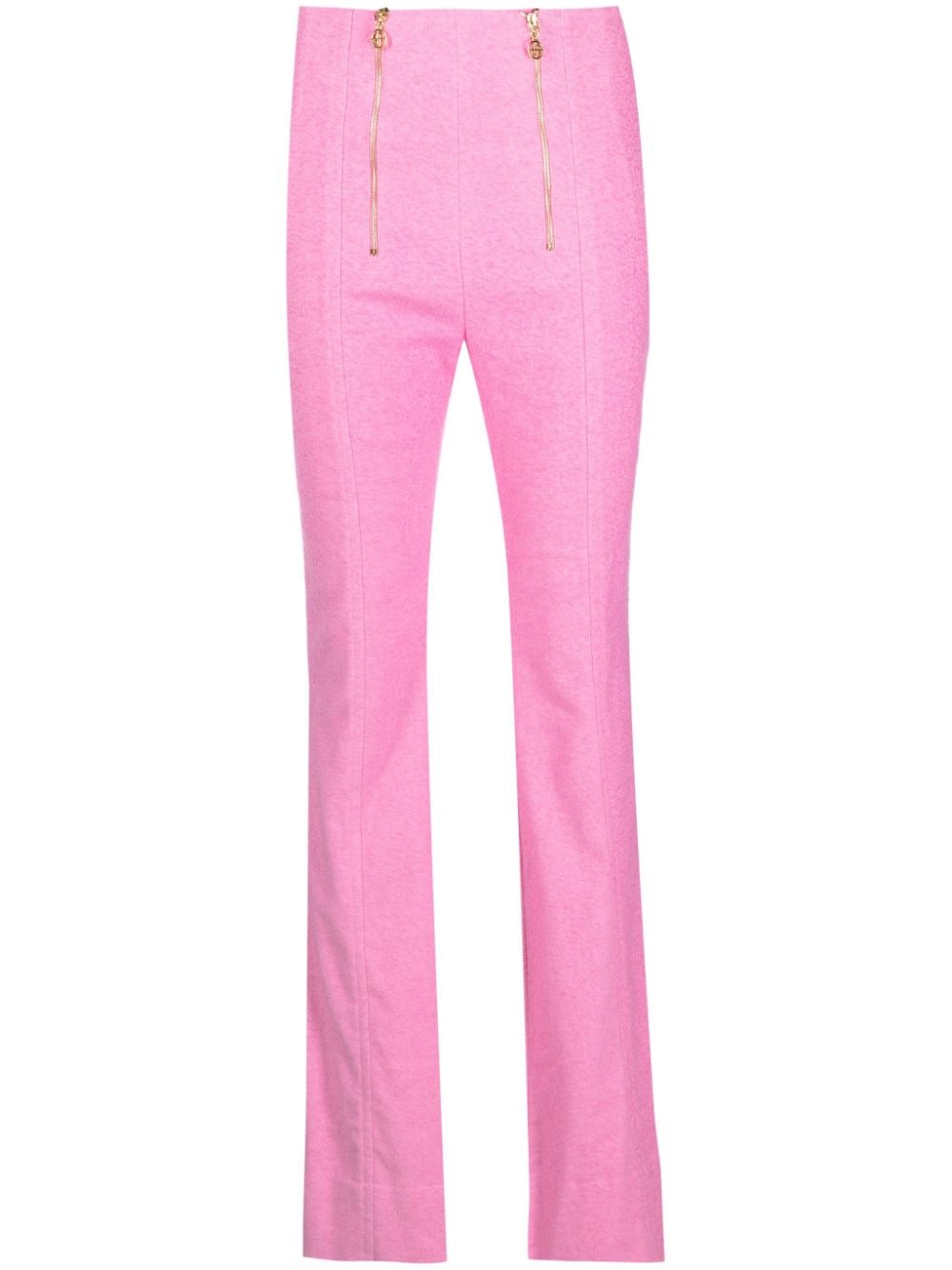 Patou zip-detail tweed flared trousers - Pink von Patou