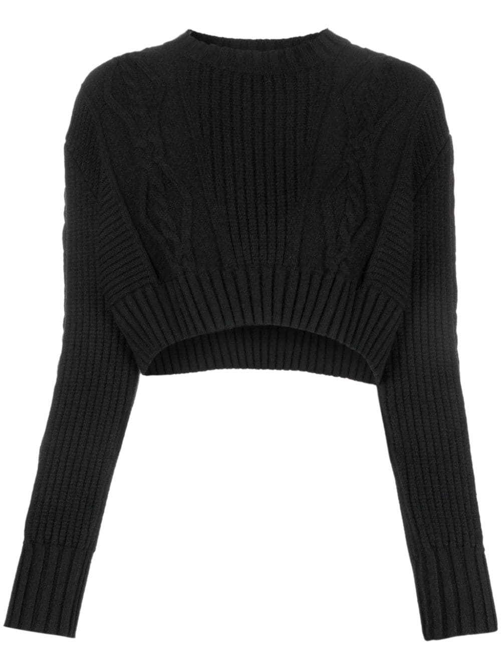 Patrizia Pepe cropped cable-knit jumper - Black von Patrizia Pepe