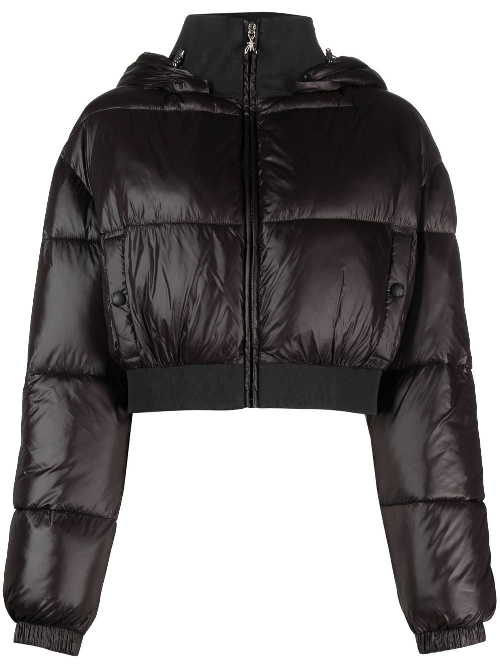 Patrizia Pepe cropped hooded down jacket - Black von Patrizia Pepe