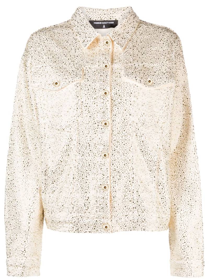 Patrizia Pepe crystal-embellished denim jacket - Neutrals von Patrizia Pepe