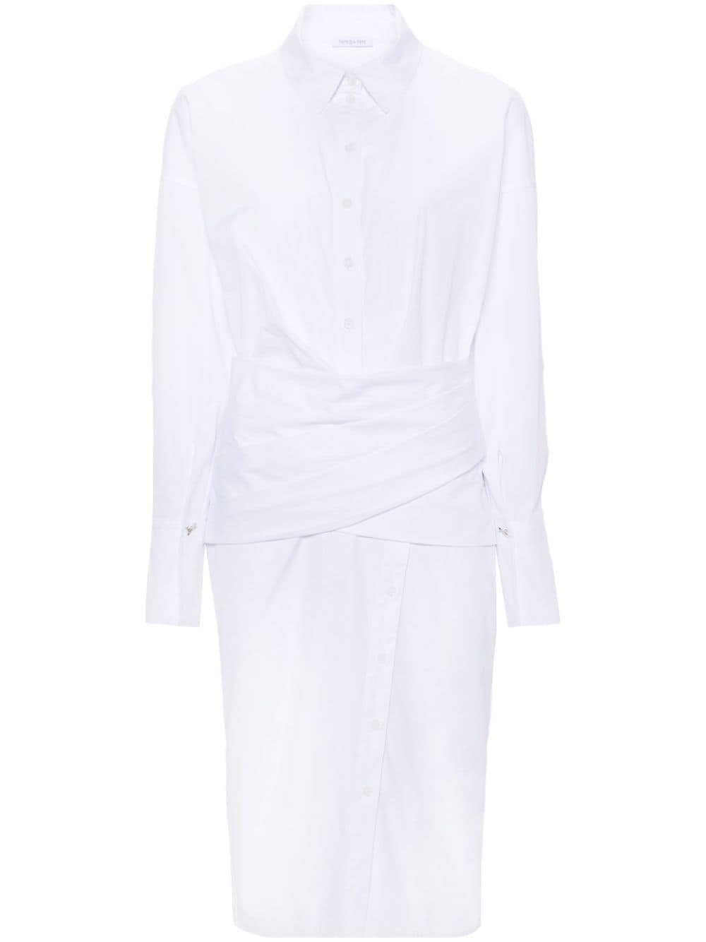 Patrizia Pepe draped cotton shirt midi dress - White von Patrizia Pepe