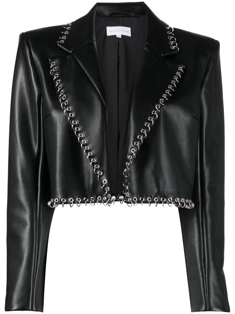 Patrizia Pepe eyelet-embellished patent-finish blazer - Black von Patrizia Pepe