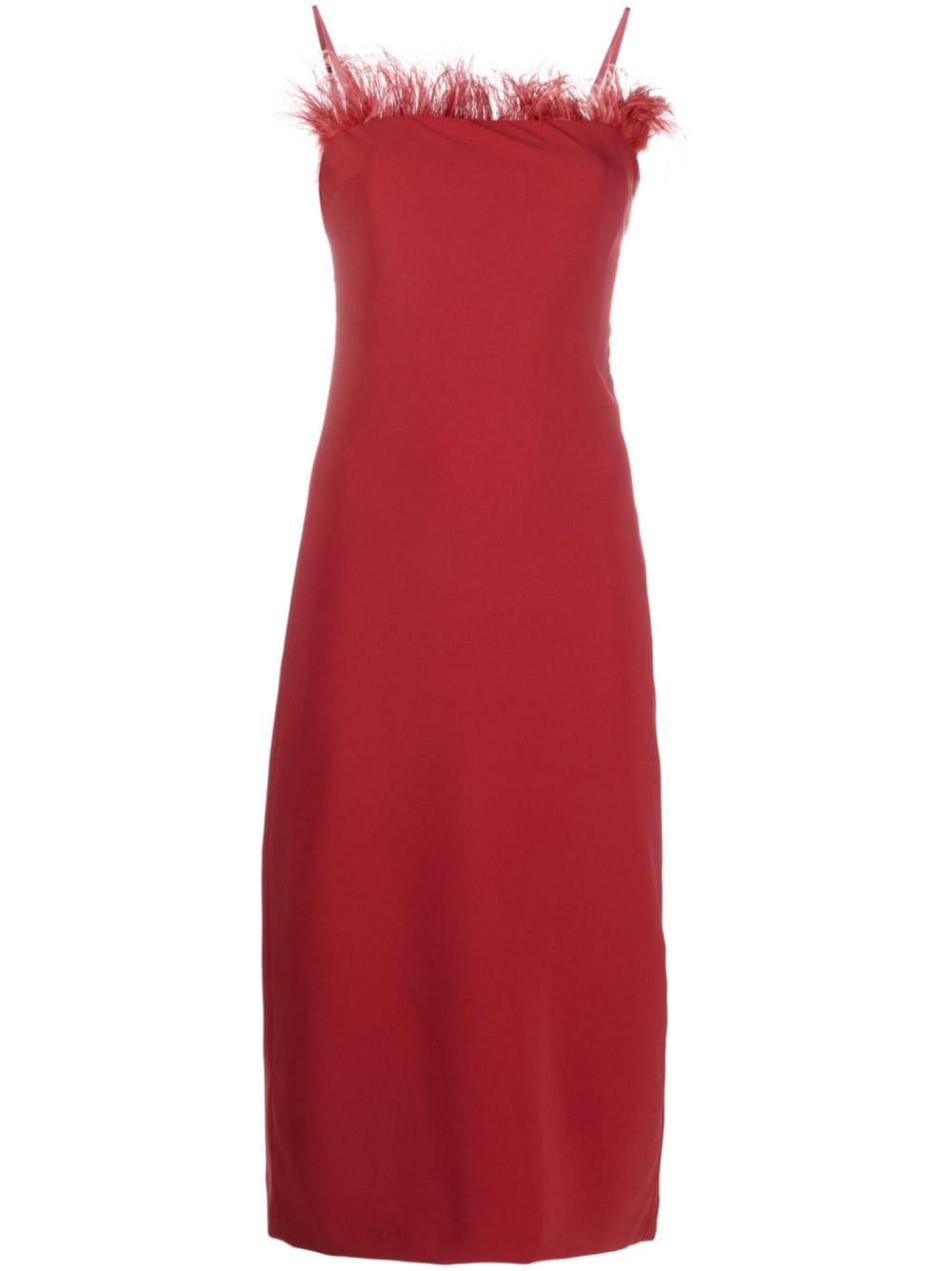 Patrizia Pepe feather-trim midi fitted dress - Red von Patrizia Pepe