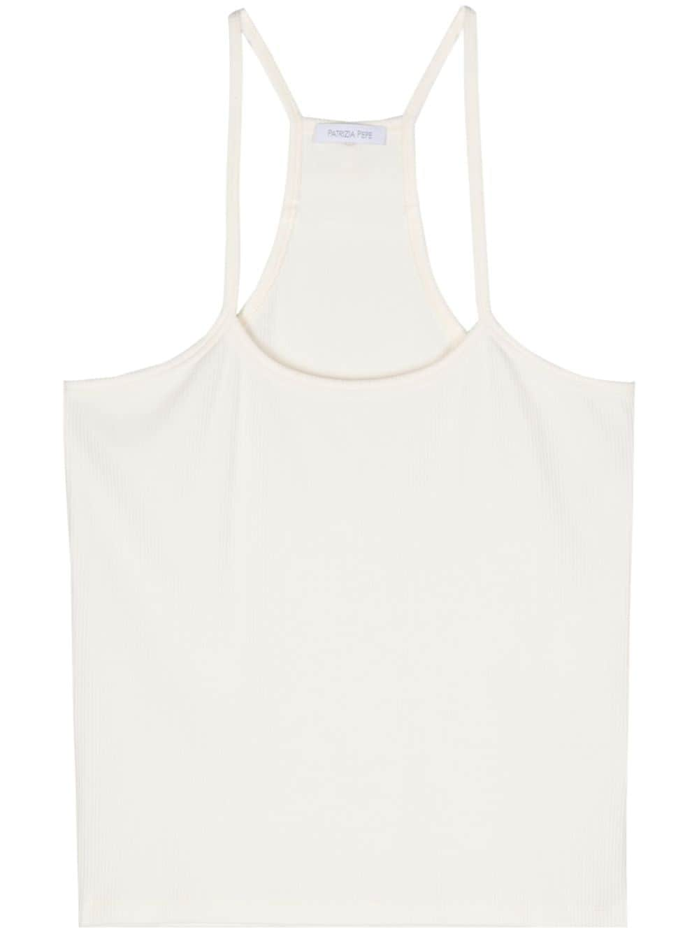 Patrizia Pepe fine-ribbed cropped tank top - White von Patrizia Pepe