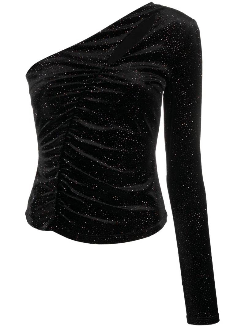 Patrizia Pepe glitter-detail asymmetric velvet top - Black von Patrizia Pepe