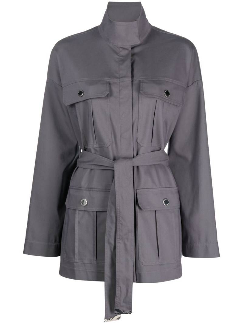 Patrizia Pepe high-neck belted parka - Grey von Patrizia Pepe